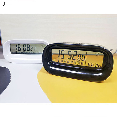 탁상 디지털 온습도계 시계(화이트)